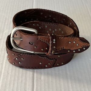 RARE Bed Stu JP Patches Leather Belt size 36 Unisex Western Cowboy Boho Studded